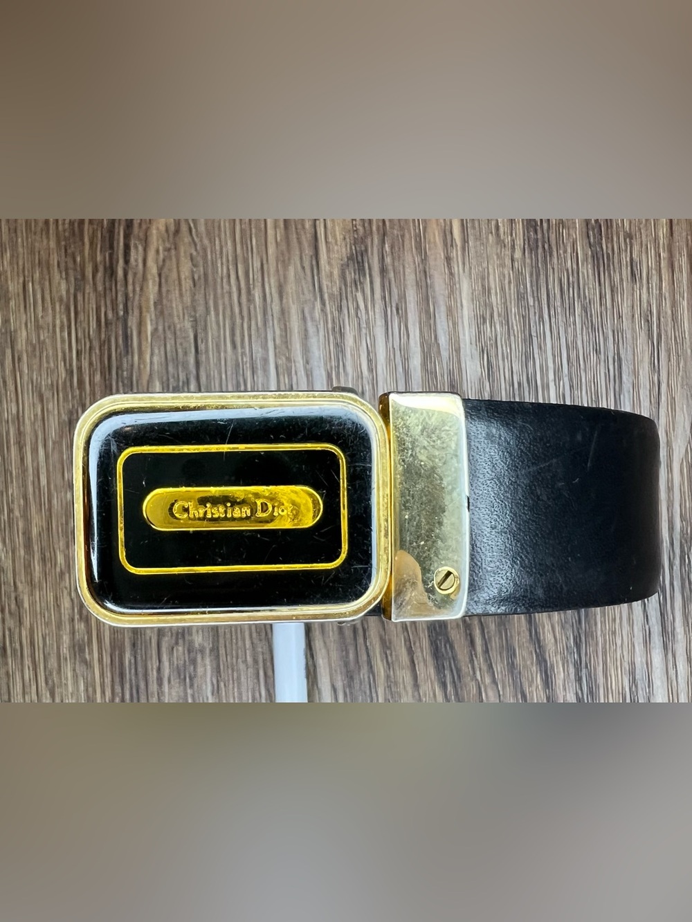 Christian Dior Vintage Black Leather Belt